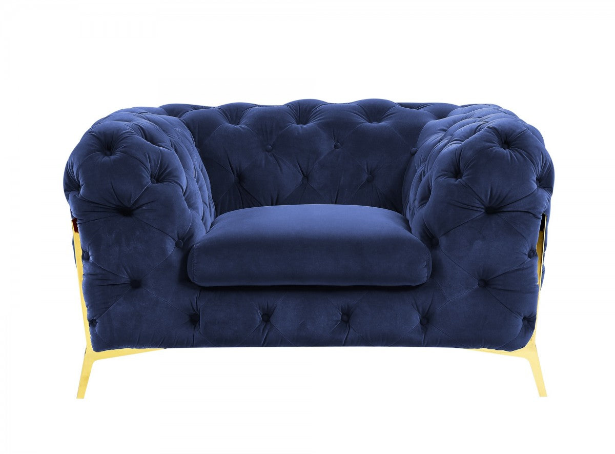 Divani Casa Quincey - Transitional Blue Velvet Chair