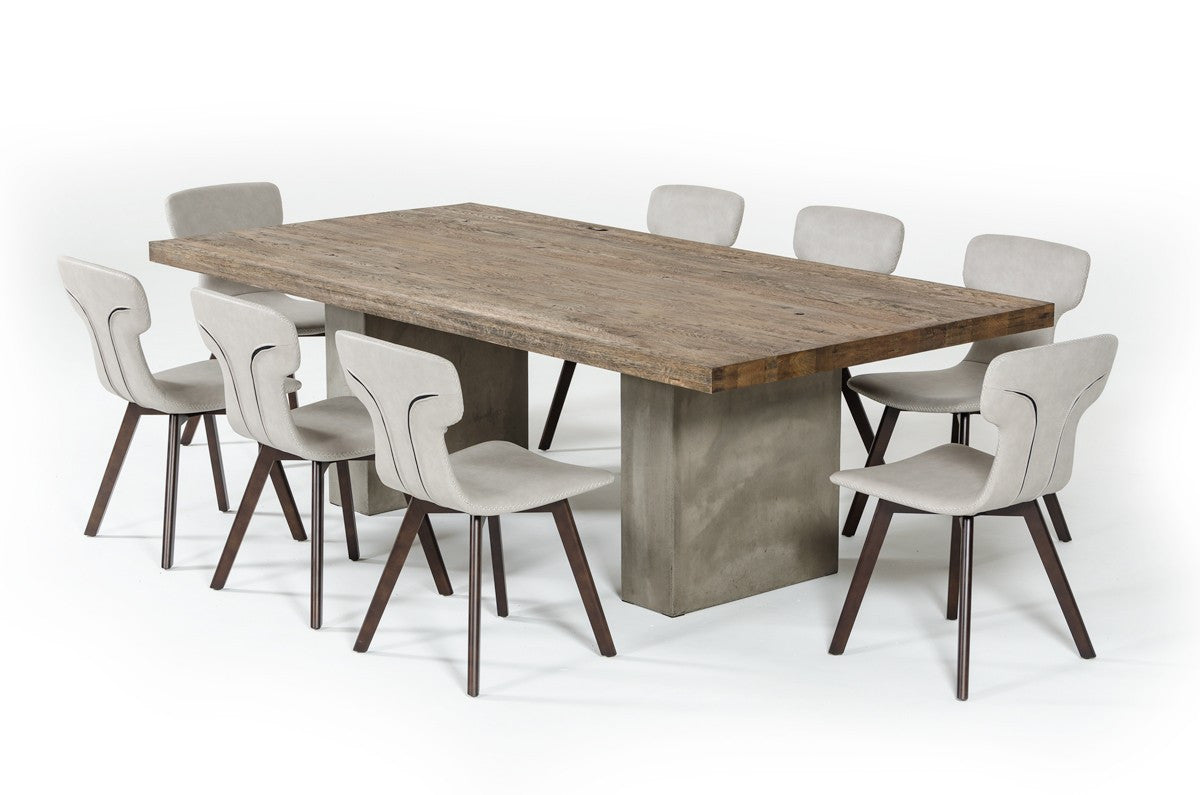Modrest Renzo Modern Oak & Concrete Dining Table 94"