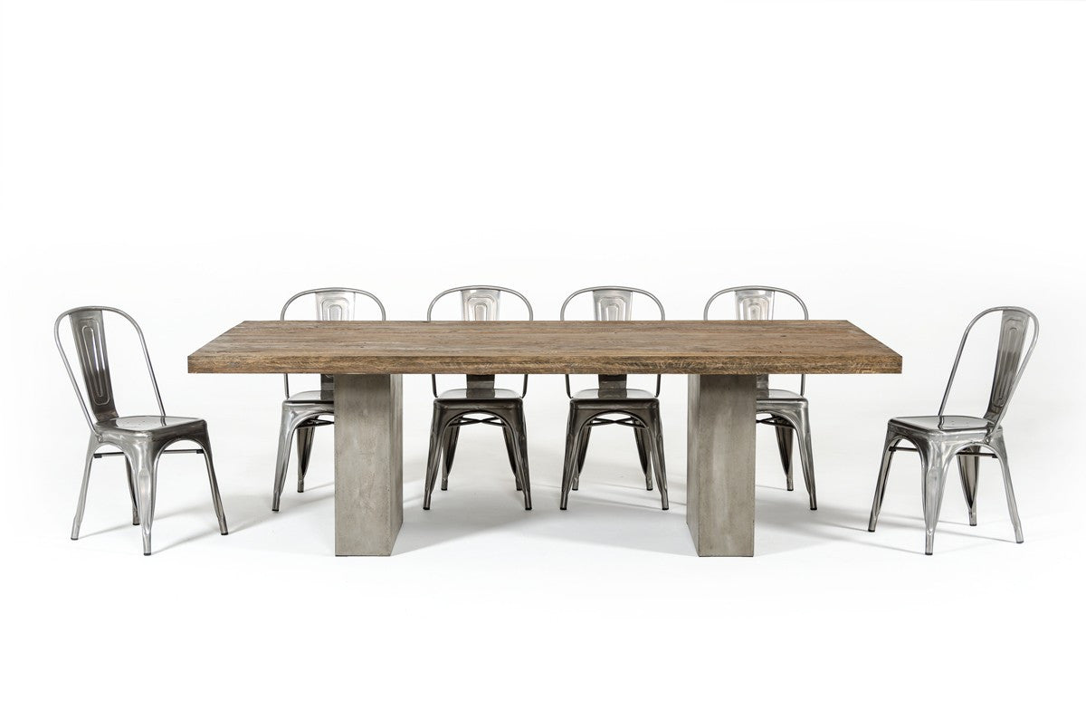 Modrest Renzo Modern Oak & Concrete Dining Table 94"