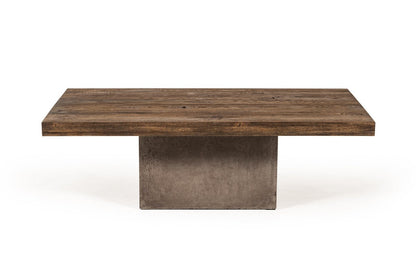 Modrest Renzo Modern Oak & Concrete Coffee Table – Sleek Industrial Living Room Accent