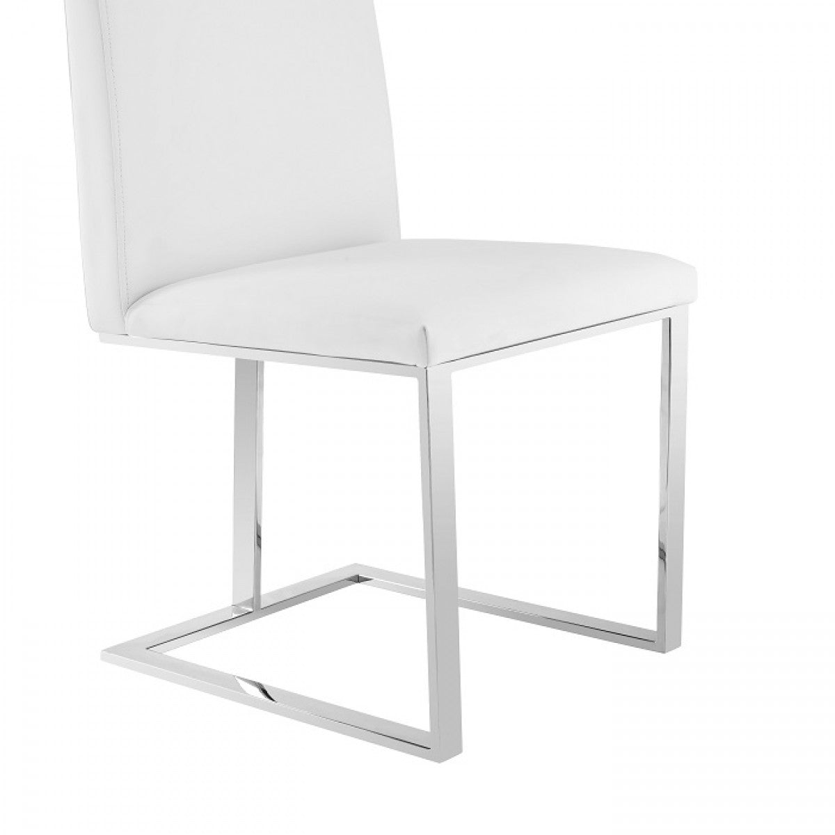 Modrest Frankie - Modern White & Brushed Stainless Steel Dining Chair