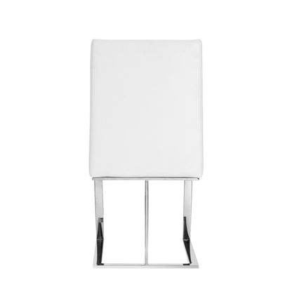 Modrest Frankie - Modern White & Brushed Stainless Steel Dining Chair