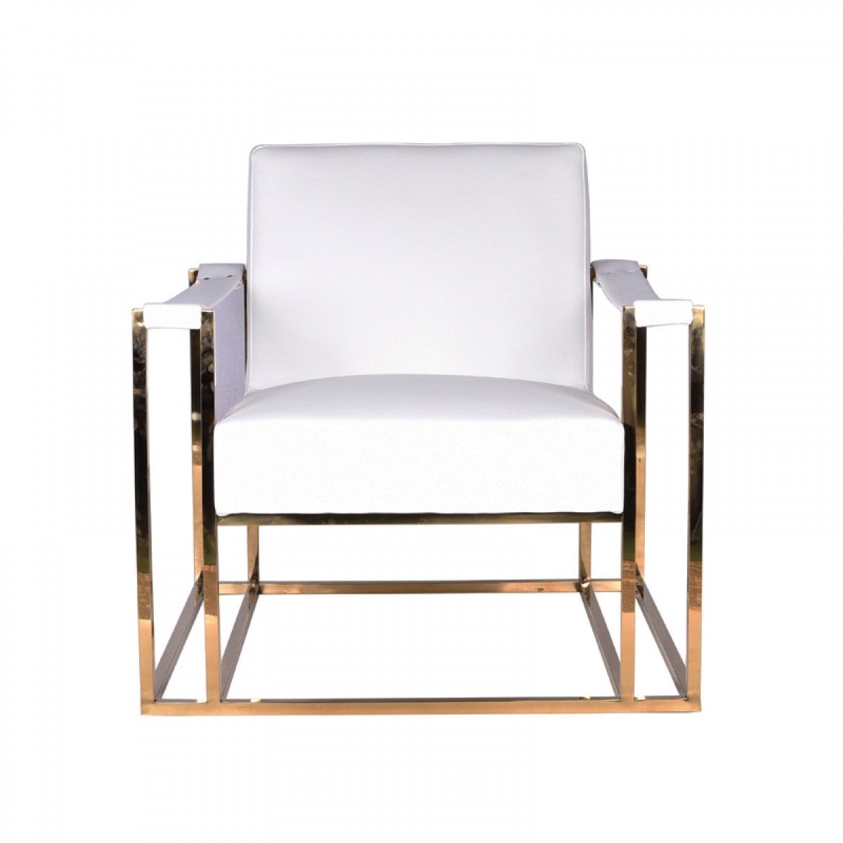 Modrest Larson Modern White Leatherette & Gold Accent Chair