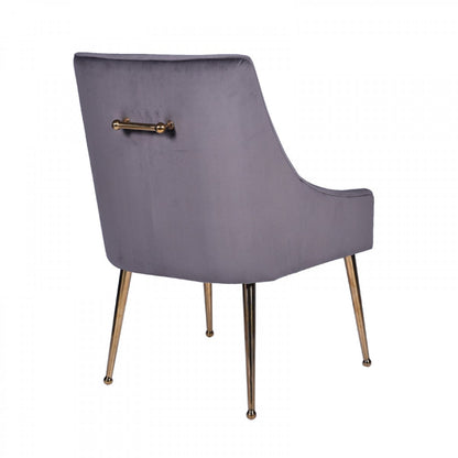 Modrest Castana Modern Grey Velvet & Gold Dining Chair (Set of 2)