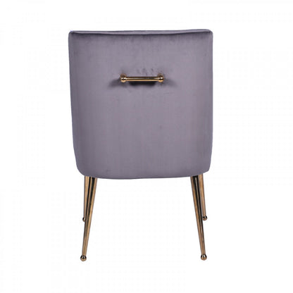 Modrest Castana Modern Grey Velvet & Gold Dining Chair (Set of 2)