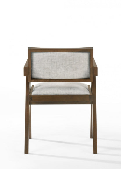 Modrest Fern - Modern Walnut and Beige Dining Chair Set of 2