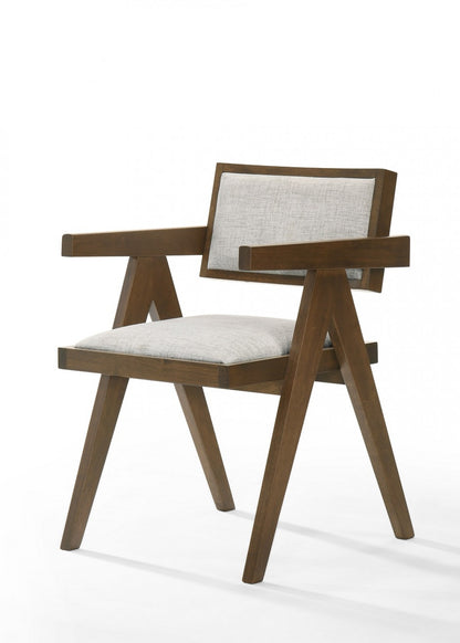 Modrest Fern - Modern Walnut and Beige Dining Chair Set of 2