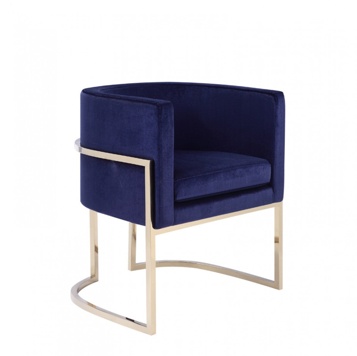 Modrest Betsy Modern Navy Blue Velvet & Gold Dining Chair