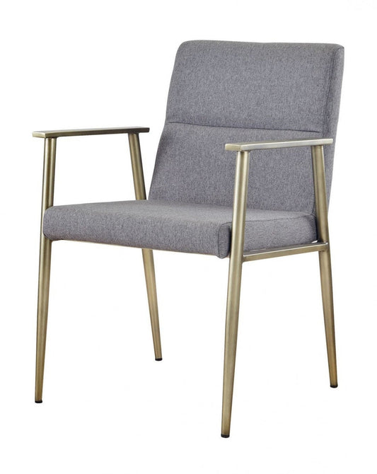 Modrest Sabri Contemporary Grey & Antique Brass Arm Dining Chair