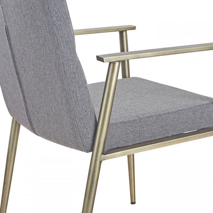 Modrest Sabri Contemporary Grey & Antique Brass Arm Dining Chair