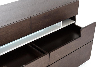 Modrest Ceres - Contemporary Brown Oak and Grey Dresser with LED Light