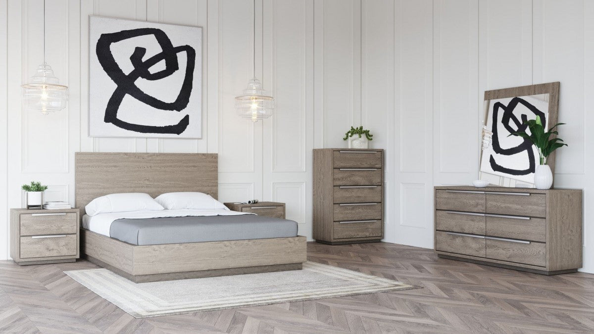 Modrest Samson Contemporary Grey & Silver Bedroom Set