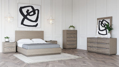 Modrest Samson Contemporary Grey & Silver Bedroom Set