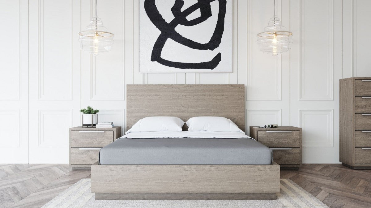 Modrest Samson Contemporary Grey & Silver Bedroom Set