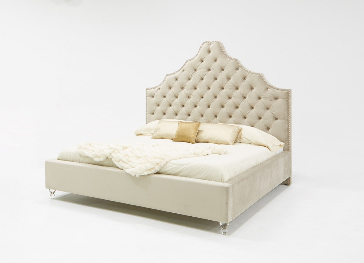 Modrest Sandra Transitional Light Grey Fabric Bed
