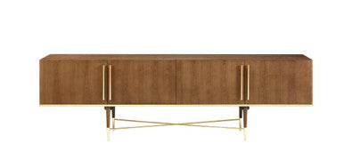 Modrest Bernard Mid-Century Modern Walnut & Gold Buffet