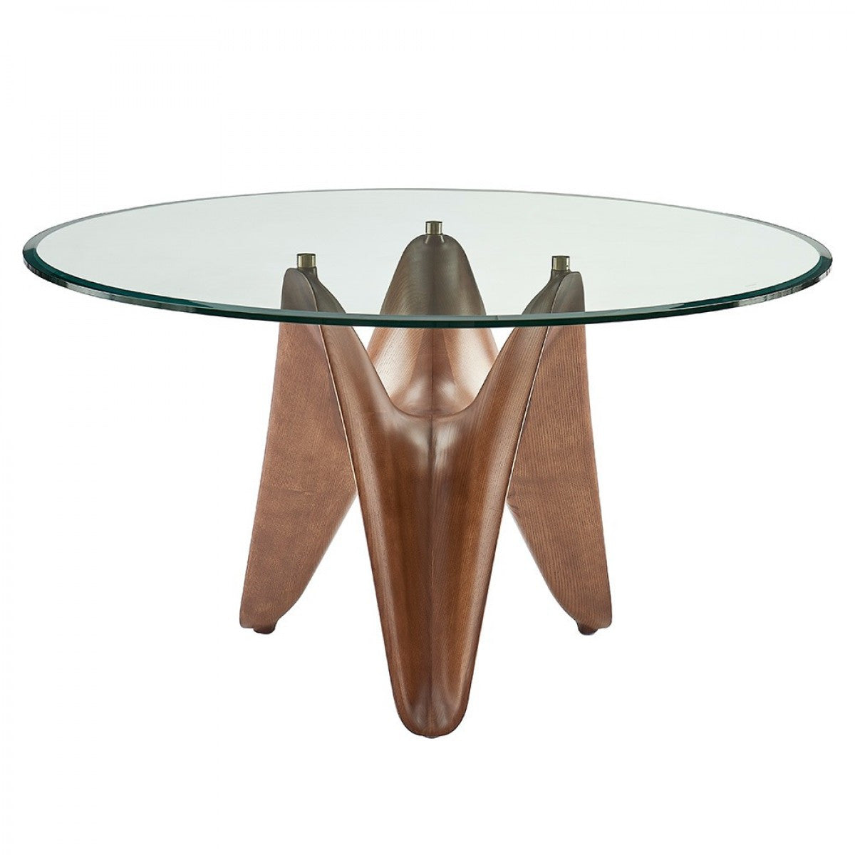 Modrest Seguin - Round Glass + Walnut Dining Table