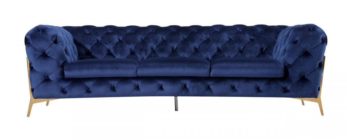 Divani Casa Sheila Transitional Dark Blue Fabric Sofa