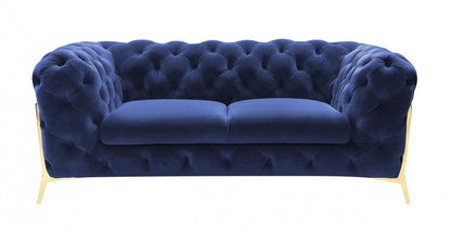 Divani Casa Sheila Transitional Dark Blue Fabric Loveseat