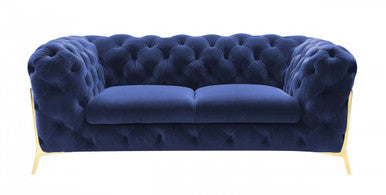 Divani Casa Sheila Transitional Dark Blue Fabric Loveseat
