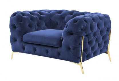 Divani Casa Sheila Transitional Dark Blue Fabric Chair