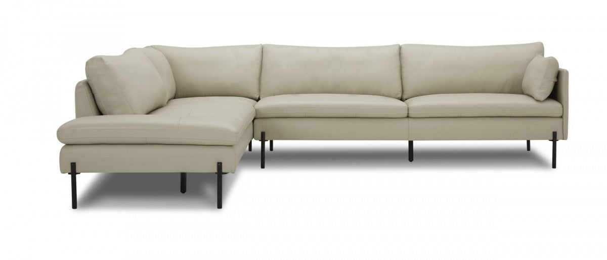 Divani Casa Sherry Modern Grey LAF Chaise Leather Sectional Sofa