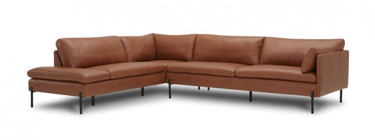 Divani Casa Sherry Modern Cognac LAF Chaise Leather Sectional Sofa