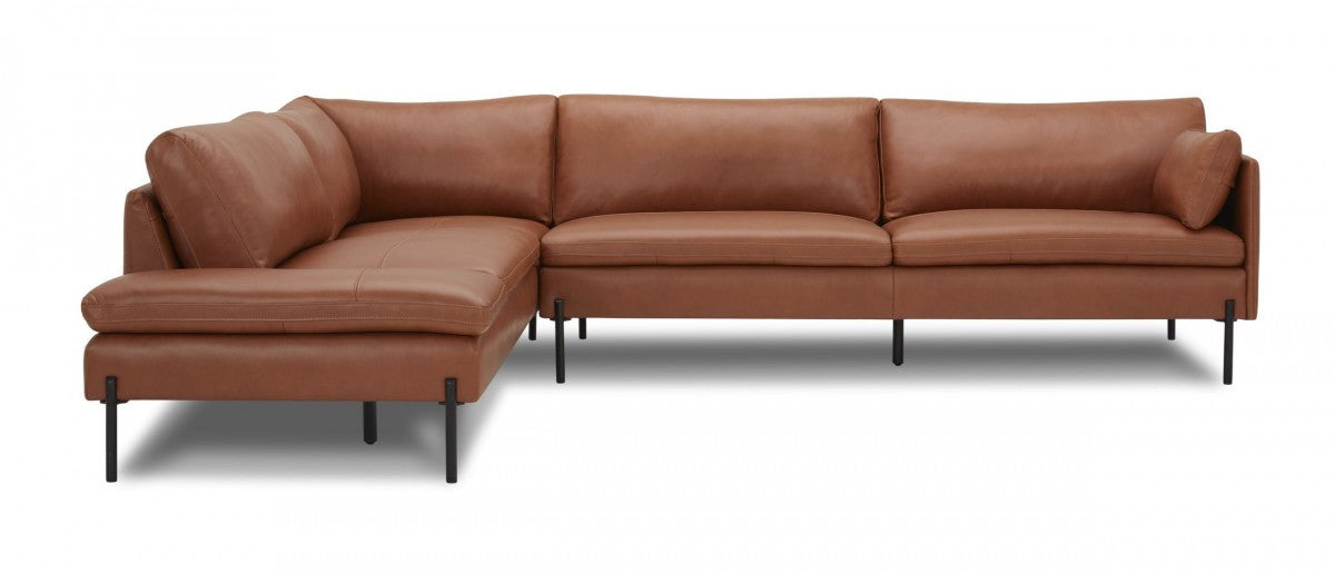 Divani Casa Sherry Modern Cognac LAF Chaise Leather Sectional Sofa