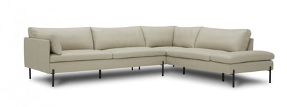 Divani Casa Sherry Modern Grey RAF Chaise Leather Sectional Sofa