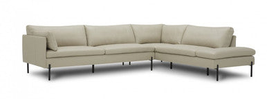 Divani Casa Sherry Modern Grey RAF Chaise Leather Sectional Sofa