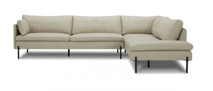 Divani Casa Sherry Modern Grey RAF Chaise Leather Sectional Sofa