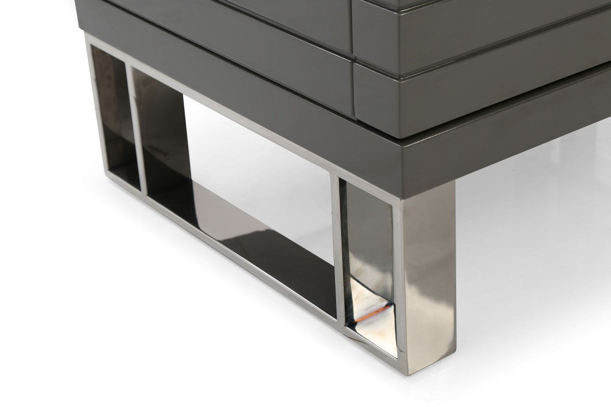 Modrest Splendor - Grey High Gloss Slatted Nightstand