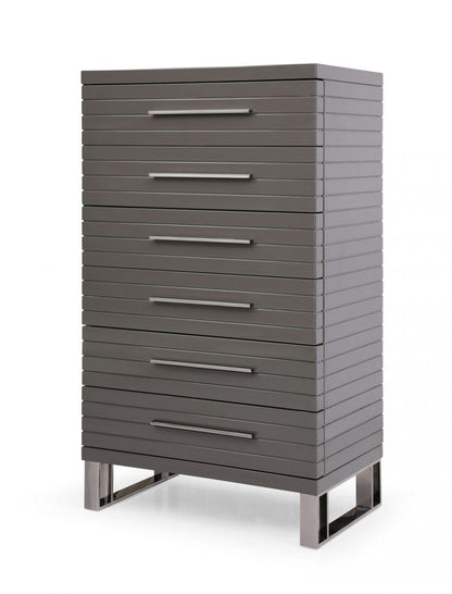 Modrest Splendor - Grey High Gloss Slatted Chest