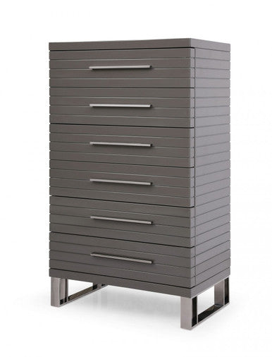 Modrest Splendor - Grey High Gloss Slatted Chest