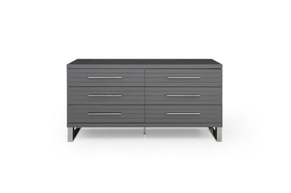 Modrest Splendor - Grey High Gloss Slatted Dresser