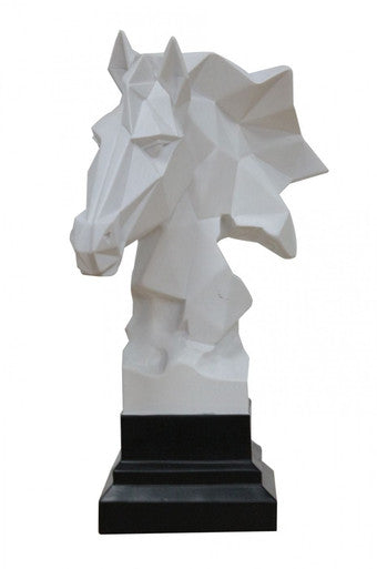 Modrest Stallion - Geometric White Sculpture