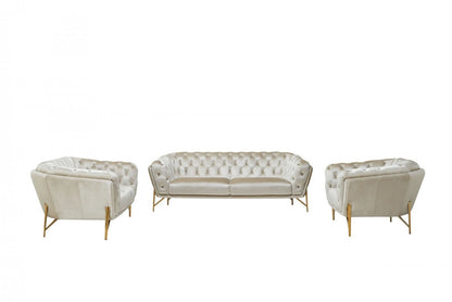 Divani Casa Stella Transitional Beige Velvet Sofa Set