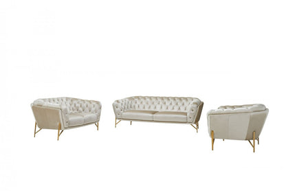 Divani Casa Stella Transitional Beige Velvet Sofa Set