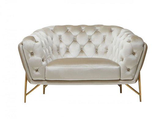 Divani Casa Stella Transitional Beige Velvet Chair