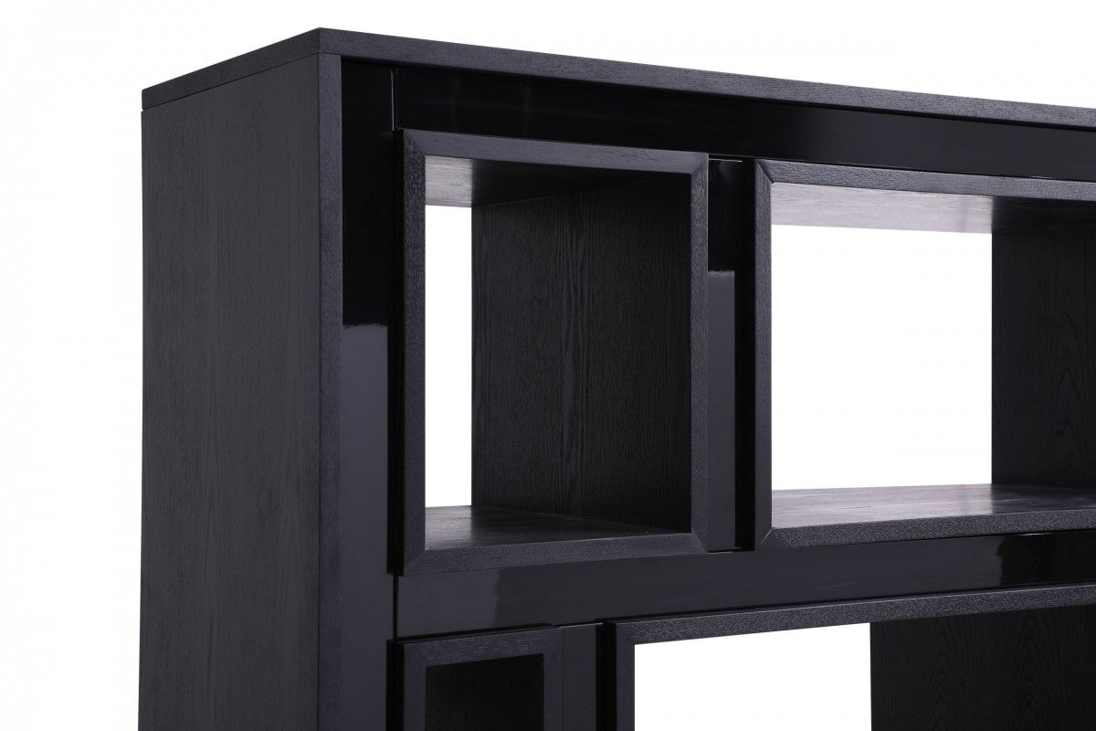 Modrest Suffolk Contemporary Black Ash Bookcase