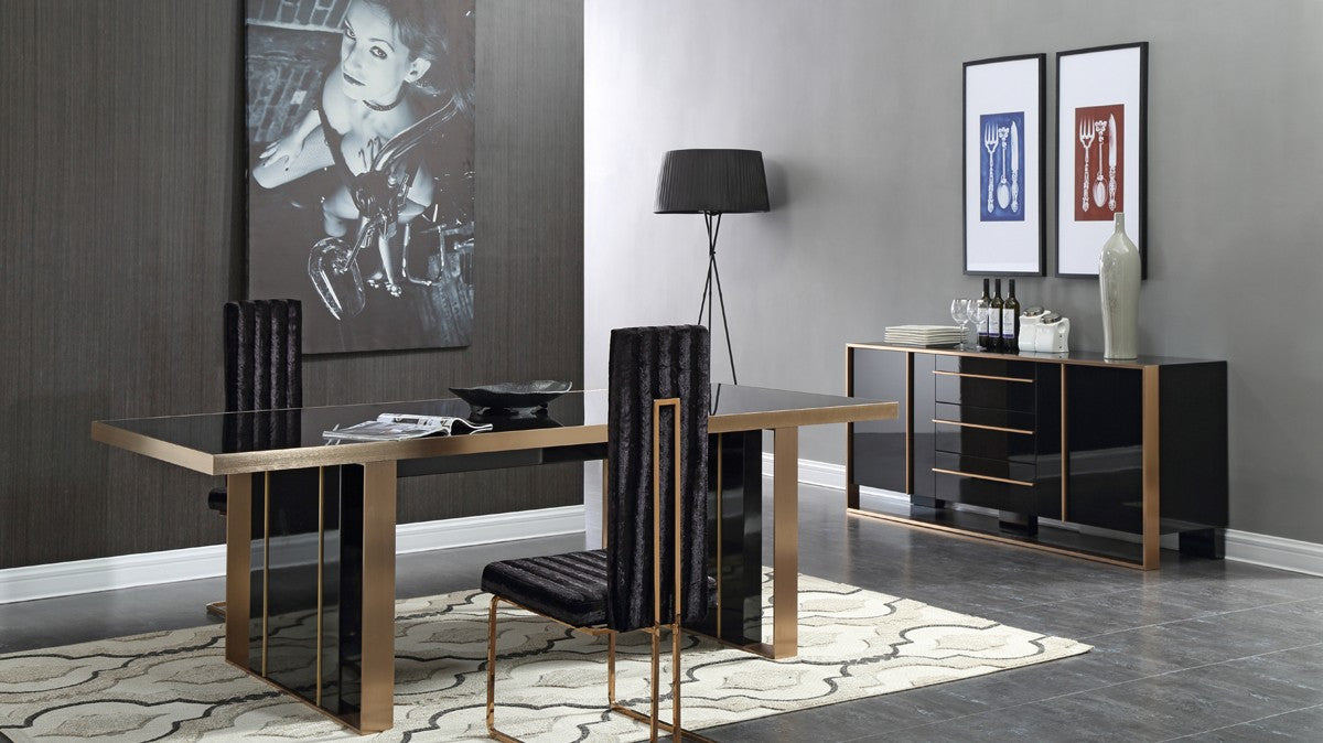 Nova Domus Cartier Modern Black & Brushed Bronze Dining Set