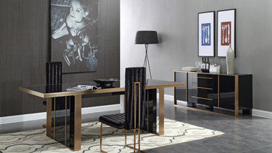 Nova Domus Cartier Modern Black & Brushed Bronze Dining Set