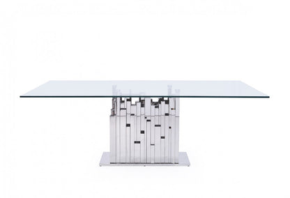 Modrest Edwin Modern Glass & Stainless Steel Dining Table