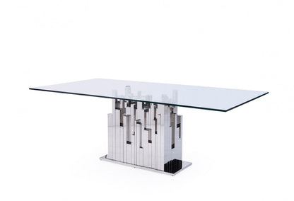 Modrest Edwin Modern Glass & Stainless Steel Dining Table