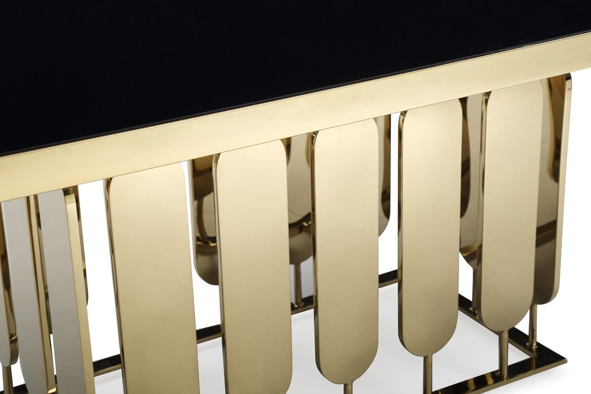 Modrest Griffith Modern Black Glass & Gold Dining Table