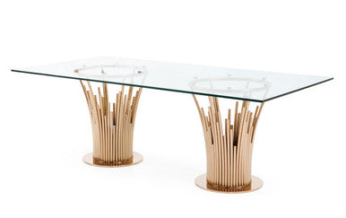 Modrest Paxton Modern Glass & Rosegold Dining Table