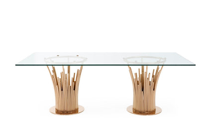 Modrest Paxton Modern Glass & Rosegold Dining Table
