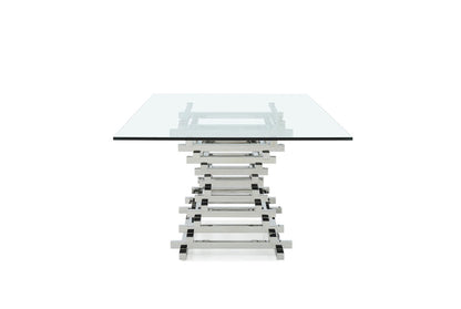 Modrest Crawford Modern Rectangular Glass Dining Table – Sleek Contemporary Dining Room Furniture