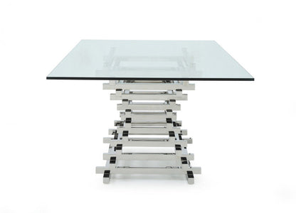 Modrest Crawford Modern Rectangular Glass Dining Table – Sleek Contemporary Dining Room Furniture