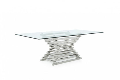 Modrest Crawford Modern Rectangular Glass Dining Table – Sleek Contemporary Dining Room Furniture